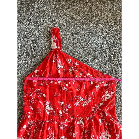 NWOT Free People All Mine One Shoulder Red Linen Floral Flowy Sundress - Picture 7 of 9